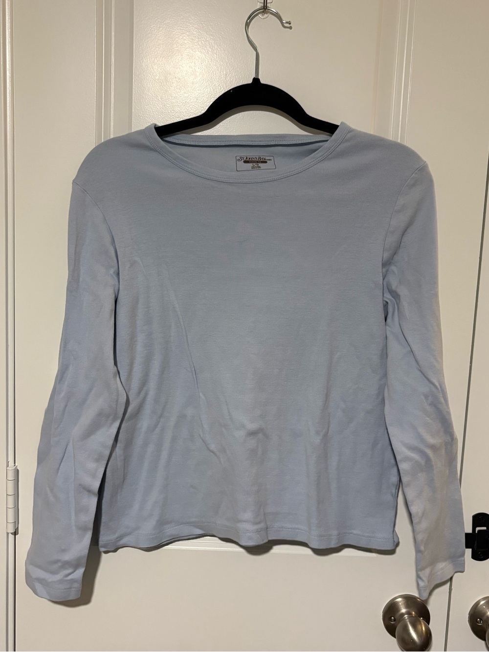 St. John’s Bay Petite Light Blue Long Sleeve Classic Tee Size Large Cotton